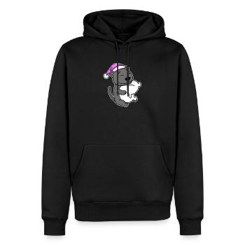 Panthère noire fatiguée dormant en rose endormi - Sweat à capuche Premium bio Homme - noir - Devant - Nico (187cm)
