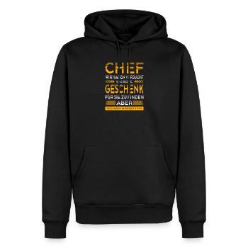 Chef Abschied Geschenke Abschiedsgeschenk - Männer Premium Bio Hoodie - Schwarz - Vorne - Nico (187cm)