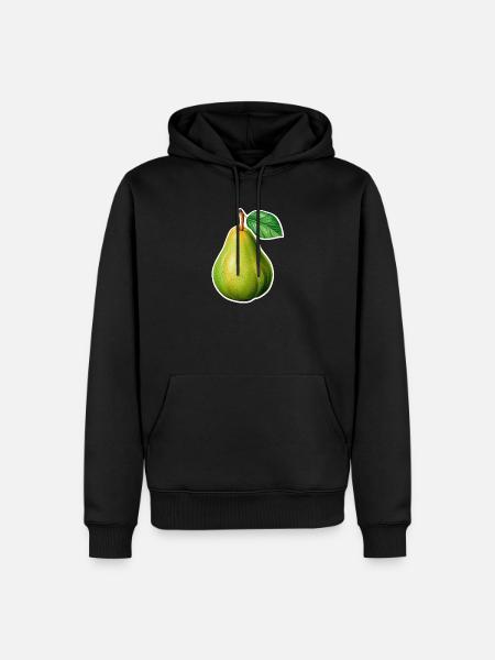 Illustrazione di pere – Stile da giardino vintage - Felpa con cappuccio ecologica premium da uomo - nero