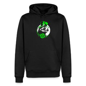 Faultier St Patricks Day mit Klee und Hut - Männer Premium Bio Hoodie - Schwarz - Vorne - Nico (187cm)