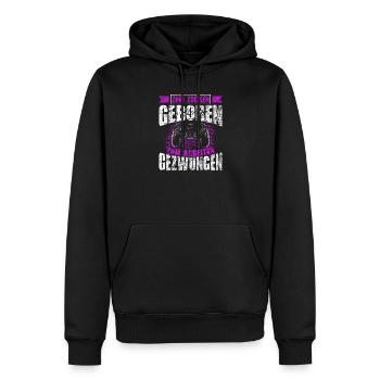 Né pour jouer, forcé de travailler, de jouer - Sweat à capuche Premium bio Homme - noir - Devant - Nico (187cm)