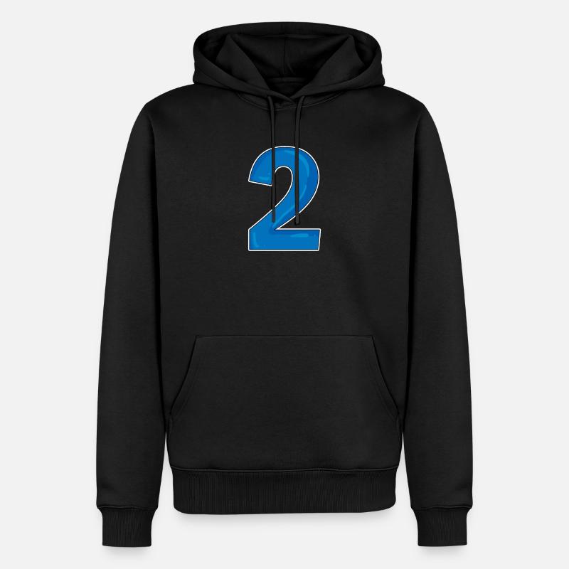 Deux - 2 - Nombre - Sweat à capuche Premium bio Homme - noir