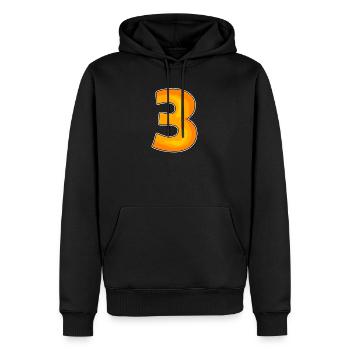 Drei - 3 - Nummer 3 - Zahl 3 - Männer Premium Bio Hoodie - Schwarz - Vorne - Nico (187cm)