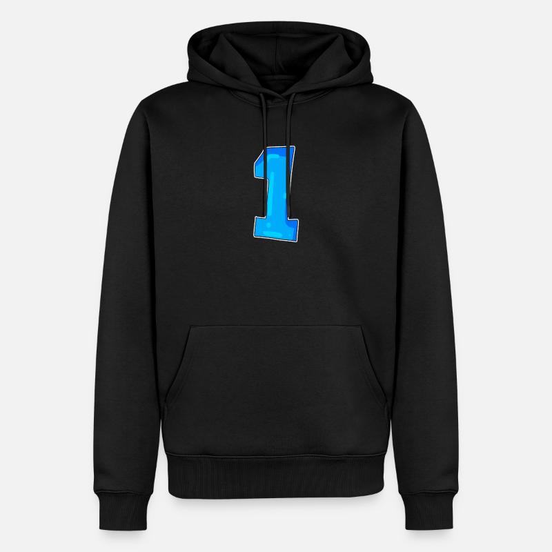 1 - Männer Premium Bio Hoodie - Schwarz
