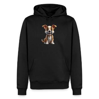 Süßes Hündchen mit Herzchen - Männer Premium Bio Hoodie - Schwarz - Vorne - Nico (187cm)