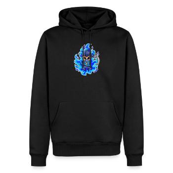 Motif Ninja Bleu Feu - Sweat à capuche Premium bio Homme - noir - Devant - Nico (187cm)