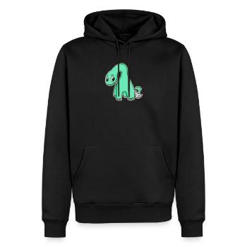 Dinosaure avec bébé dinosaure - Motif Dino - Sweat à capuche Premium bio Homme - noir - Devant - Nico (187cm)