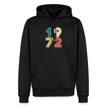 1972 - Né en 1972 - Construit en 1972 - Sweat à capuche Premium bio Homme - noir - Devant - Nico (187cm)