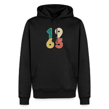 1965 - Jahrgang 1965 - Baujahr 1965 - Männer Premium Bio Hoodie - Schwarz - Vorne - Nico (187cm)