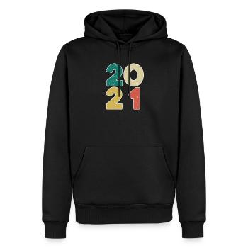 2021 - Jahrgang 2021 - Baujahr 2021 - Männer Premium Bio Hoodie - Schwarz - Vorne - Nico (187cm)