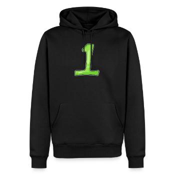 Zahl 1 Grün - Männer Premium Bio Hoodie - Schwarz - Vorne - Nico (187cm)