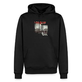 London UK Vintage - Männer Premium Bio Hoodie - Schwarz - Vorne - Nico (187cm)