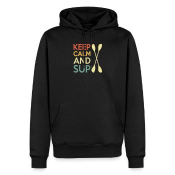 Casual Paddleboard Quote Design - Men’s Premium Organic Hoodie - black - Front - Nico (187cm)