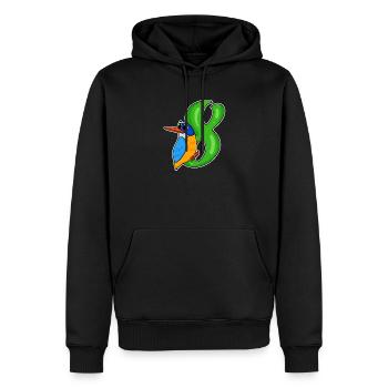 8ème anniversaire motif martin-pêcheur - huit ans - Sweat à capuche Premium bio Homme - noir - Devant - Nico (187cm)