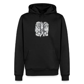 v8 moteur à pistons icône illustration d’art logo - Sweat à capuche Premium bio Homme - noir - Devant - Nico (187cm)
