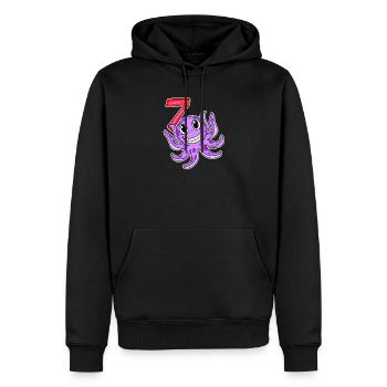 Motif 7e anniversaire Octopus - Sept ans - Sweat à capuche Premium bio Homme - noir - Devant - Nico (187cm)