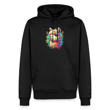 Alpaga - Sweat à capuche Premium bio Homme - noir - Devant - Nico (187cm)