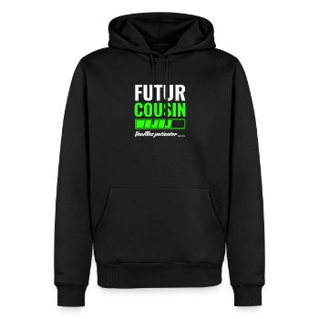 Futur cousin veuillez patienter - Sweat à capuche Premium bio Homme - noir - Devant - Nico (187cm)