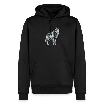 Wolf design Wolfsliebhaber Majestätischer Wolf - Männer Premium Bio Hoodie - Schwarz - Vorne - Nico (187cm)