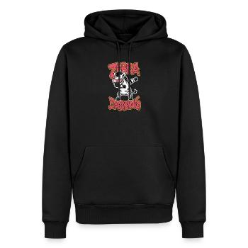 Friendly Zebra Dabbing with Glasses - Men’s Premium Organic Hoodie - black - Front - Nico (187cm)