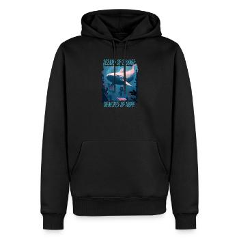 Badestrand & Meer plastikfrei gegen Verschmutzung - Männer Premium Bio Hoodie - Schwarz - Vorne - Nico (187cm)