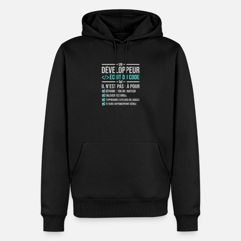 Développeur écrire du code - Sweat à capuche Premium bio Homme - noir