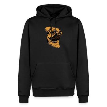 Mops Beige Hunde Liebe Carlin Kleiner Süßer Mops - Männer Premium Bio Hoodie - Schwarz - Vorne - Nico (187cm)