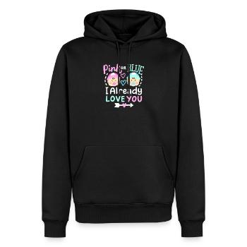 Pink oder Blau Gender-Reveal-Party - Männer Premium Bio Hoodie - Schwarz - Vorne - Nico (187cm)