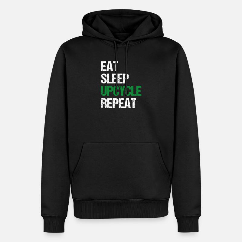 Upcycle Repeat - Männer Premium Bio Hoodie - Schwarz