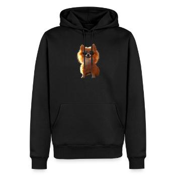Poméranien Poméranien Poméranien Spitz allemand doux - Sweat à capuche Premium bio Homme - noir - Devant - Nico (187cm)