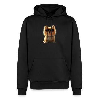 Poméranien Poméranien Poméranien Spitz allemand doux - Sweat à capuche Premium bio Homme - noir - Devant - Nico (187cm)