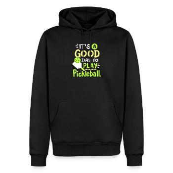 Pickleball-Spieler - Männer Premium Bio Hoodie - Schwarz - Vorne - Nico (187cm)