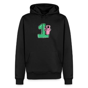1 an - inscription à l’école - motif cochon - Sweat à capuche Premium bio Homme - noir - Devant - Nico (187cm)