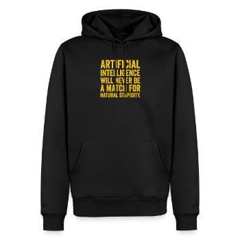 IA vs stupidité naturelle - Sweat à capuche Premium bio Homme - noir - Devant - Nico (187cm)