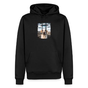 Labrador Retriever Dog Selfie with Alien UFOs. - Men’s Premium Organic Hoodie - black - Front - Nico (187cm)