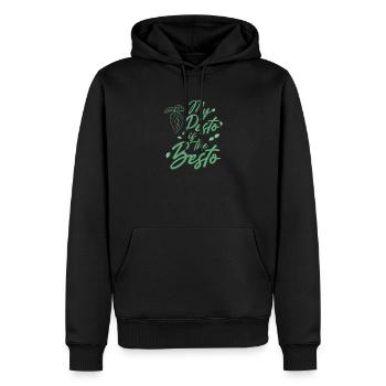 Pesto ist das Beste - Männer Premium Bio Hoodie - Schwarz - Vorne - Nico (187cm)