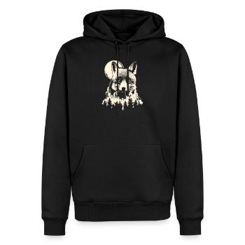 Fox Forest Moon Nature Tree Moonlight Animals Symbol - Men’s Premium Organic Hoodie - black - Front - Nico (187cm)
