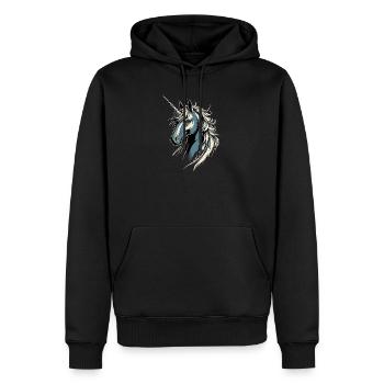 Licorne Cavalier Poney Ferme Chevaux Équitation Licornes - Sweat à capuche Premium bio Homme - noir - Devant - Nico (187cm)