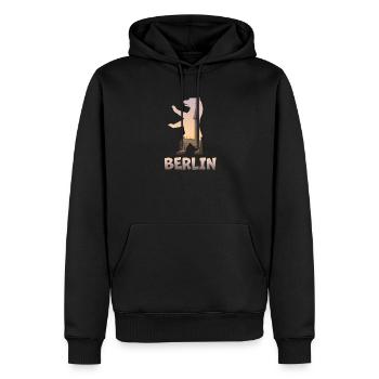 Berlin Bär gefüllt mit Skyline Fernsehturm - Männer Premium Bio Hoodie - Schwarz - Vorne - Nico (187cm)