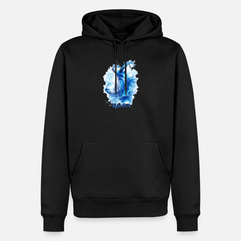 Krampus in einer Eislandschaft - Männer Premium Bio Hoodie - Schwarz