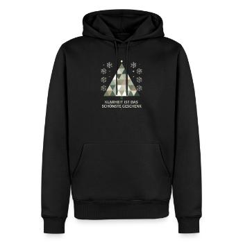 Minimalistischer Weihnachtsbaum: Schlichte Eleganz - Männer Premium Bio Hoodie - Schwarz - Vorne - Nico (187cm)
