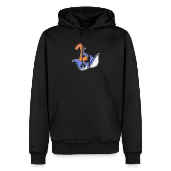 2 Motif d’anniversaire Stingray - Deux ans - Sweat à capuche Premium bio Homme - noir - Devant - Nico (187cm)