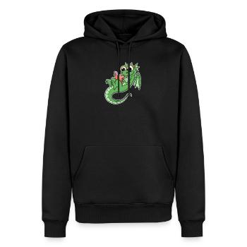 Drache Bücher Buch Lesen - Männer Premium Bio Hoodie - Schwarz - Vorne - Nico (187cm)