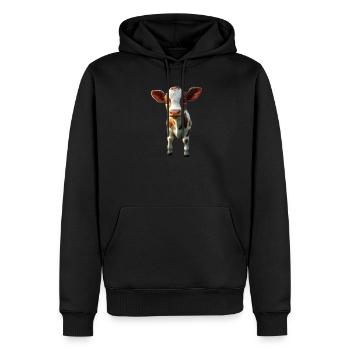 vache fermier boeuf lait veau végétalien vache vache de ferme vaches - Sweat à capuche Premium bio Homme - noir - Devant - Nico (187cm)