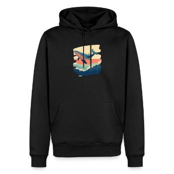 Baleine Rétro - Sweat à capuche Premium bio Homme - noir - Devant - Nico (187cm)