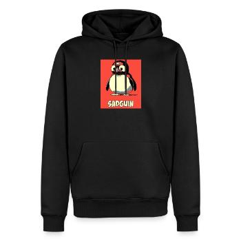 SADGUIN sad looking penguin comic style - Men’s Premium Organic Hoodie - black - Front - Nico (187cm)