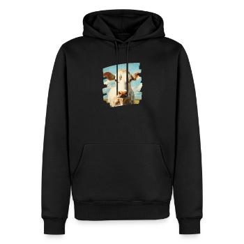 Kuh Bauer - Männer Premium Bio Hoodie - Schwarz - Vorne - Nico (187cm)