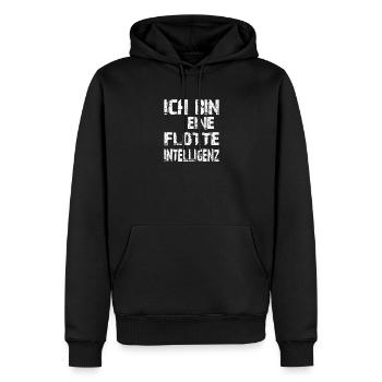 KI Spruch Ich bin eine flotte Intelligenz - Männer Premium Bio Hoodie - Schwarz - Vorne - Nico (187cm)