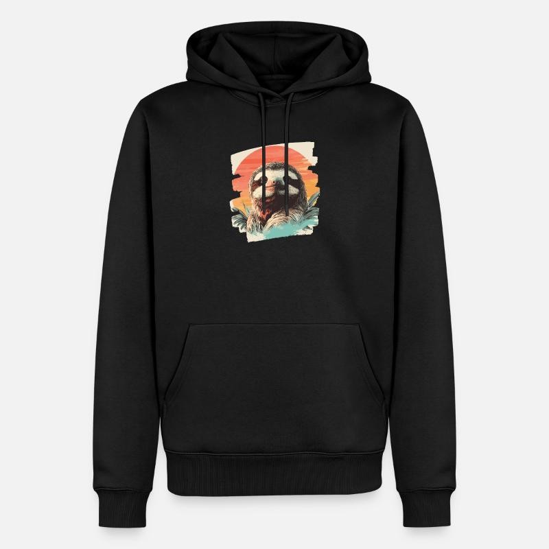 Faultier - Männer Premium Bio Hoodie - Schwarz