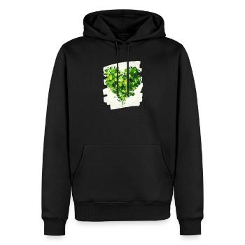 Saint-Patrick Shamrock Heart - Sweat à capuche Premium bio Homme - noir - Devant - Nico (187cm)